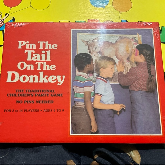 Vintage 1981 Pin The Tail On The Donkey Party Game-#4799-3 GOLDEN NEW SEALED - Picture 2 of 16